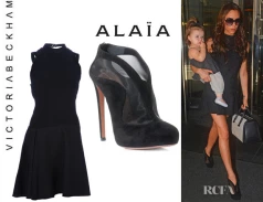 Azzedine Alaia dress and shoes worn by Victoria Bechkam