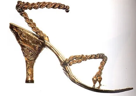 18kt golden sandals specially made for private Australin clieny by Salvatore Ferragamo in 1956