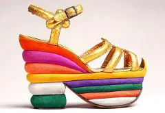 Salvatore Ferragamo's multicoloured suede platform sandal made for Judy Garland in 1938